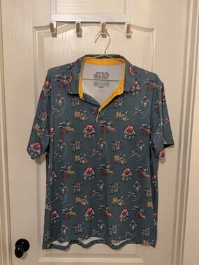 RSVLTS Star Wars Boba Fett Polo Shirt Men XL Blue Yellow